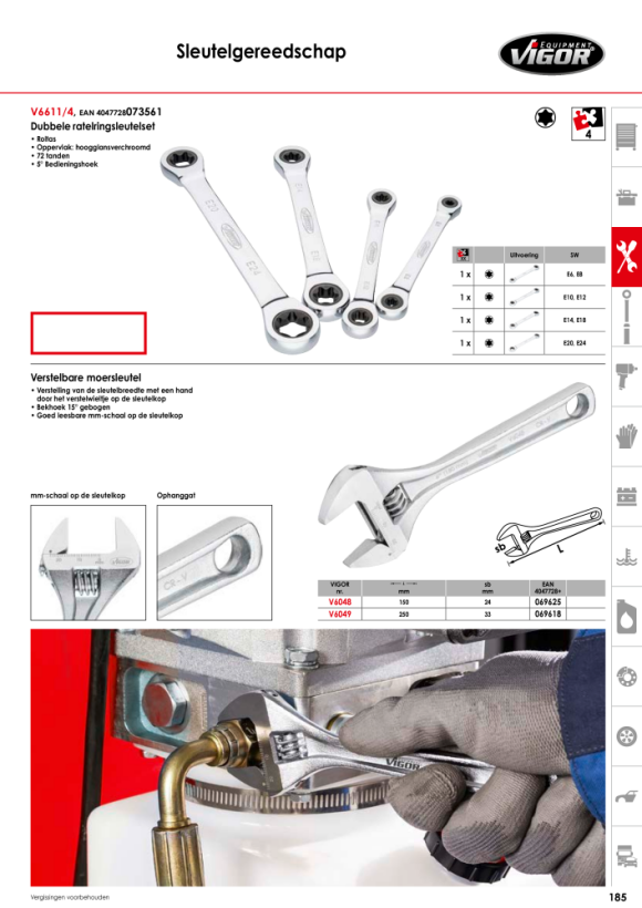 Vigor Dubbele ratelringsleutel - extern dubbel zeskantprofiel V2705