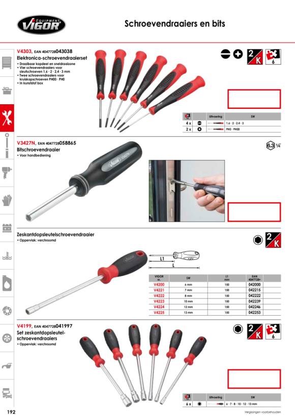 Vigor TORX® T-greep schroevendraaierset - binnen TORX® profiel - T9?T40 - aantal gereedschappen: 8 V1410