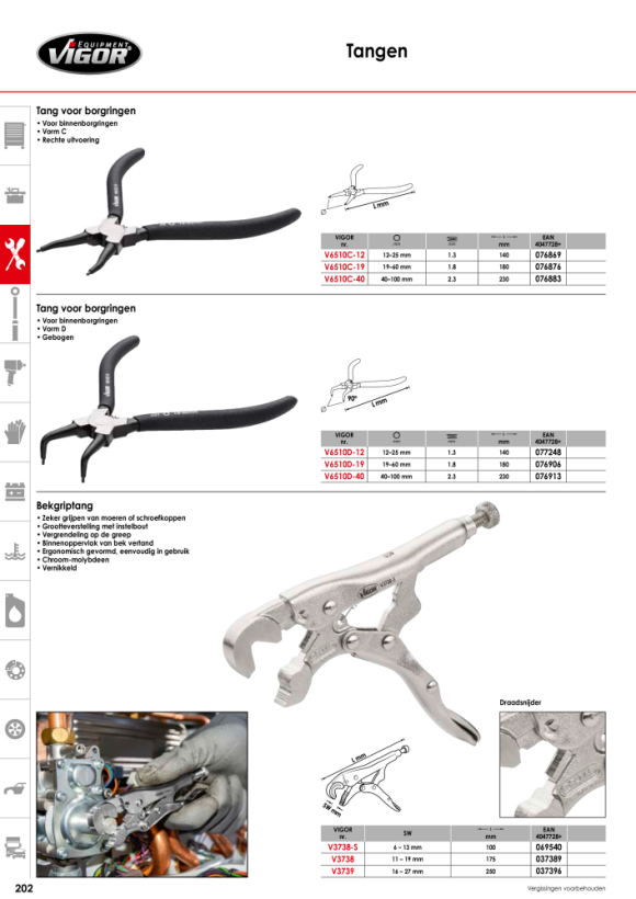 Vigor Set griptangen - aantal gereedschappen: 3 V1808