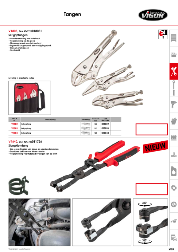 Vigor Set griptangen - aantal gereedschappen: 3 V1808