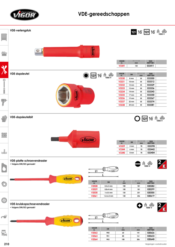 Vigor VDE-schroevendraaierset - aantal gereedschappen: 7 V2027