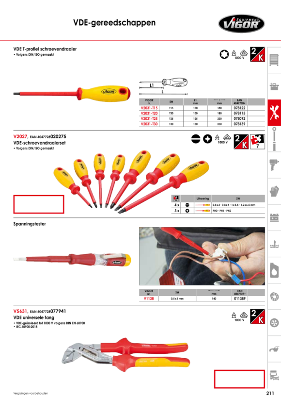 Vigor VDE-schroevendraaierset - aantal gereedschappen: 7 V2027