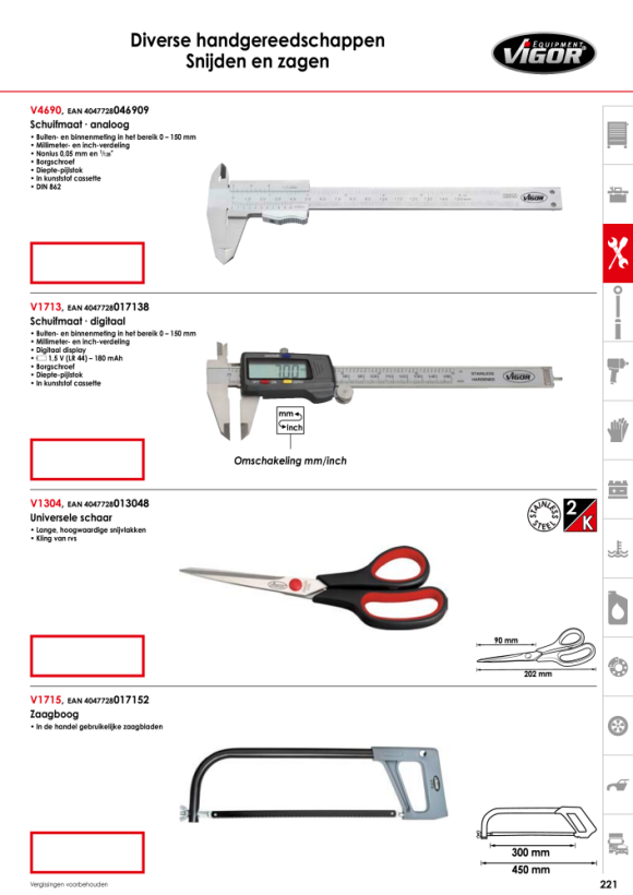 Vigor Voelermaat set V1714