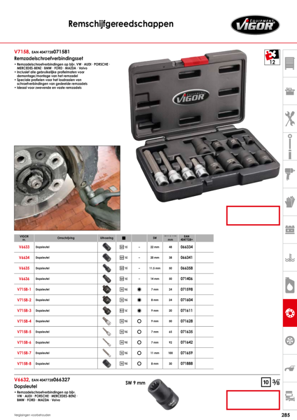 Vigor 3/8? Dopsleutelinzet 7mm zeskant V7158-1