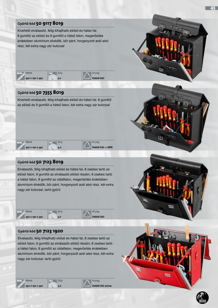 Hepco & Becker SZERSZÁM TÁSKÁK IPARI MINŐSÉG NO.: 765 - Page 47