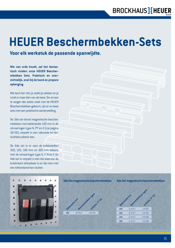 HEUER Beschermbekkenset maat 120, bevat beschermbekken type N, G en PP 115122