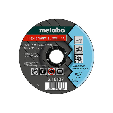 Metabo Flexiamant Super FKS 60, 125x4,0x22,23 Inox, Schruppscheibe, gekröpfte Ausführung (616198000)