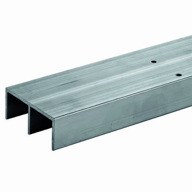 Woelm HELM 40 Dubbele U-rail aluminium, onbewerkt, geperforeerd, lengte per meter 004011