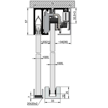 Woelm HELM GT-L Paar afdekkappen 56 x 79 mm, roestvrijstaaleffect, rechts/links 0057216