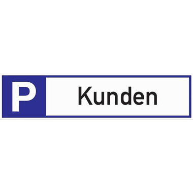 Parkplatzbeschilderung Parkplatz f.Kunden L460xB110mm Alu.weiß/blau/schwarz 56981