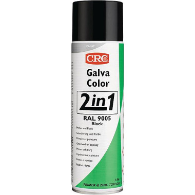 Farbschutzlackspray 2 in 1 GALVACOLOR tiefschwarz RAL 9005 matt 500ml Spraydose CRC 1030370