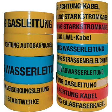 Trassenwarnband Aufdruck Achtung LWL-Kabel B.40mm L.250m gelb 15 015 040 250 01 0015