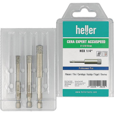 Feinsteinzeugbohrer Cera Expert Accuspeed 3-tlg.D.6,8,10mm Schaft 6-kant HELLER 29619