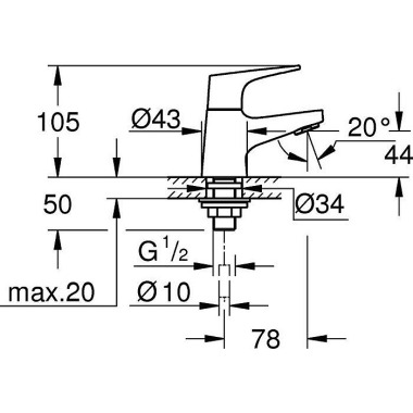 Grohe Standventil BAUFLOW 1/2" XS-Size chr 20575000