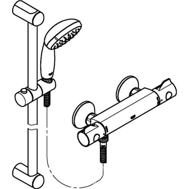 Thermostat-Brausebatterie GROHTHERM 800 1/2", mit Brausegarnitur, 600mm chr om 34565001