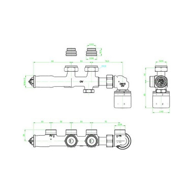 OV Anschlussarmatur Multi block T-RTL an Heizkörper mit IG 1/2" Eckform 1184086