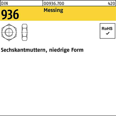 Sechskantmutter DIN 936 M 36 Messing 1 Stück 009367000360000