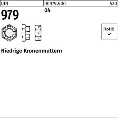 Kronenmutter DIN 979 nied rig M30 Automatenstahl 10 Stück 009794000300000