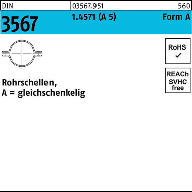 Rohrschelle DIN 3567 glei chschenkelig A 220/NW 200 A 5 1 Stück 035679512200000