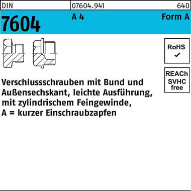 Verschlußschraube DIN 760 4 Bund AM 22x 1,5 A 4 1 S tück 076049410220150