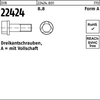 Dreikantschraube DIN 2242 4 FormA AM 8x 25 8.8 100 Stück 224248010080025