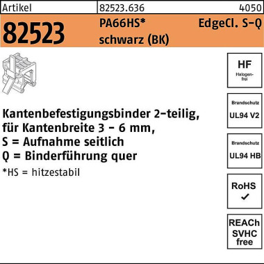 Befestigungsbinder R 8252 3 Edgecl. 4,6x200 PA66HS sw SQ 500St HELLERMANNTYT ON 825236360046200