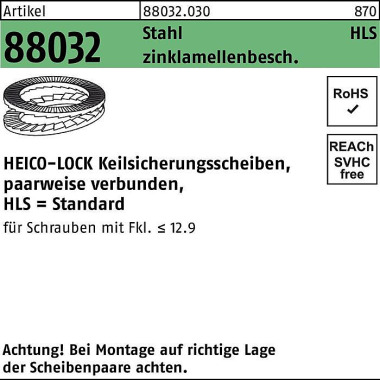 Keilsicherungsscheibe R 8 8032 HLS- 3,5 Stahl zinkl amellenb. geklebt 200Stüc k 880320300035000