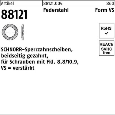 Sperrzahnscheibe R 88121 beids.gez. VS 5x9x1 Feder stahl 250St. SCHNORR 881210049050000