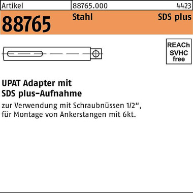 Adapter R 88765 SDS-PLUS 1/2VK Stahl 1 Stück UPAT 887650000000000