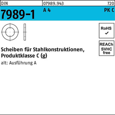 Unterlegscheibe DIN 7989- 1 22/24x 39x8 A 4 50 Stüc k 079899430220000