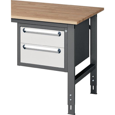 Unterbauschrank H395xB490xT600mm grau/lichtgrau 2 Schubl.Einfachauszug RAU E-US-2-2A-51356.991