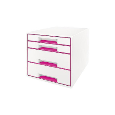 Leitz Schubladenbox WOW C UBE 52132023 4Schubfächer weiß/pink 127213636