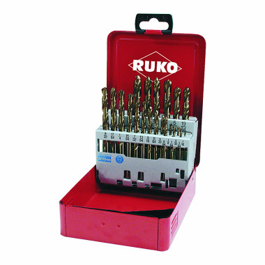 Ruko Spiraalboren-set HSS-G Co 5 in inch maten in industriecassette 215850