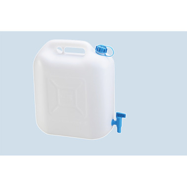 Hünersdorff Wasserkanister ECO 22 L mit Hahn, HD-PE,natur, fest montierter Ablasshahn (blau) 817700