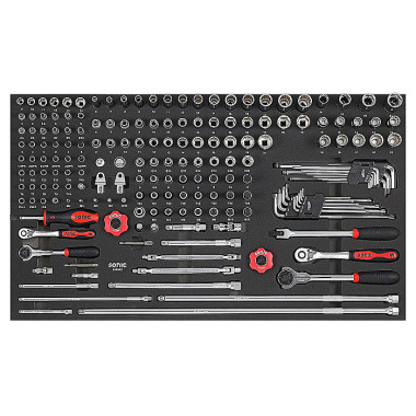 Sonic SFS 1/4’’ & 3/8’’ doppen- en bitset met ratels 185-delig 218502