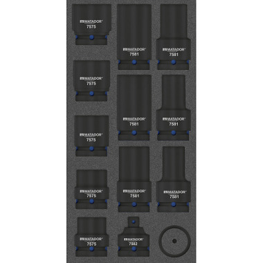 MATADOR MTS R: Impact Sockets 20(3/4), 14 pcs 1/3: 390x190mm 8164 7575