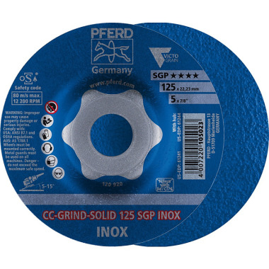 PFERD CC-GRIND slijpschijf CC-GRIND-SOLID 125 SGP INOX 64189125