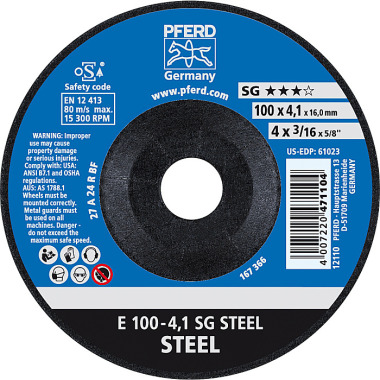 PFERD Slijpschijf E 100-4.1 SG STEEL/16.0 62210426