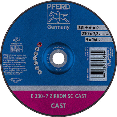 PFERD Slijpschijf E 230-7 ZIRKON SG CAST 62223738