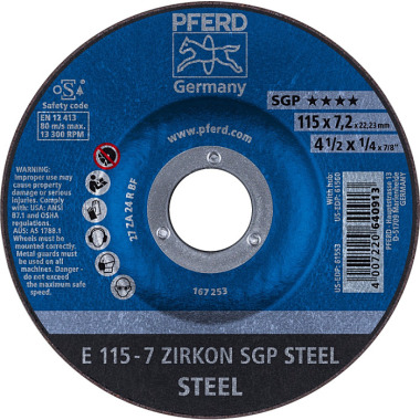 PFERD Slijpschijf E 115-7 ZIRKON SGP STEEL 62211737