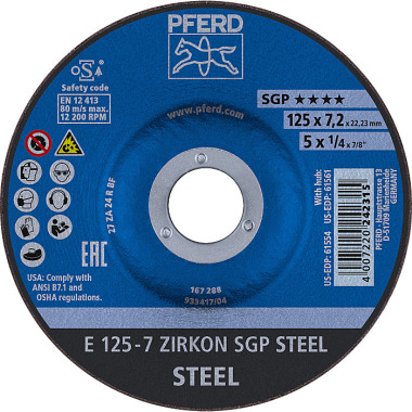 PFERD Slijpschijf E 125-7 ZIRCON SGP STAAL 62212737