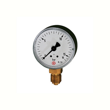 Riegler Standaard manometer, plaatstalen behuizing, G 1/4 onderkant, 0-10,0 bar, Ø 50 101408