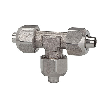 Riegler T-koppeling, voor slang 8/6 mm, SW1 14, SW2 10, ES 1.4404 110716