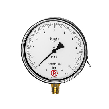 Riegler Fijnmanometer, G 1/2 radiale bodem, 0 - 0,6 bar, Ø 160 199317