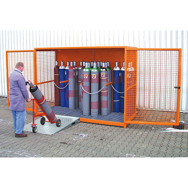 BAUER Gasflescontainer GFC-1 (roostervloer), gelakt, RAL 3000 vuurrood 4477-01-0000-2