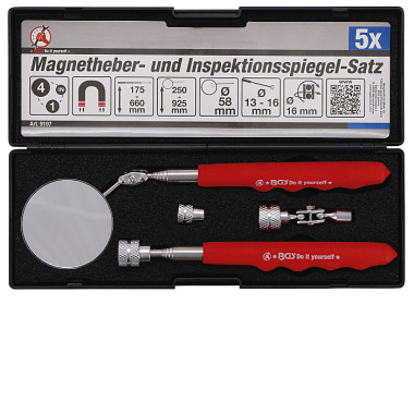 BGS Magnetische pick-up tool/inspectiespiegelset | 4 stuks 9197