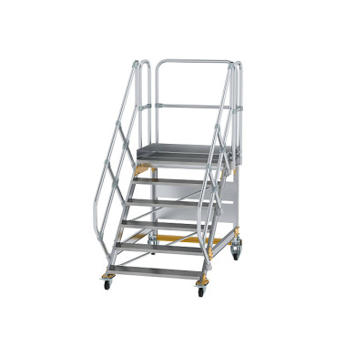 MUNK Platform stairs 45° movable step width 1,000 mm 6 steps Grooved aluminium 600806