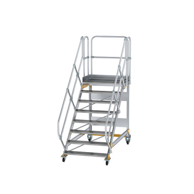 MUNK Platform stairs 45° movable step width 1,000 mm 8 steps Grooved aluminium 600808