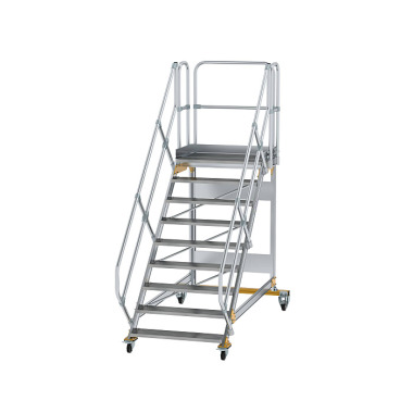 MUNK Platform stairs 45° movable step width 1,000 mm 9 steps Grooved aluminium 600809