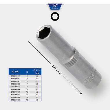 Brilliant  1/4" Steckschlüssel-Einsatz, lang, 50mm,  11mm BT020957